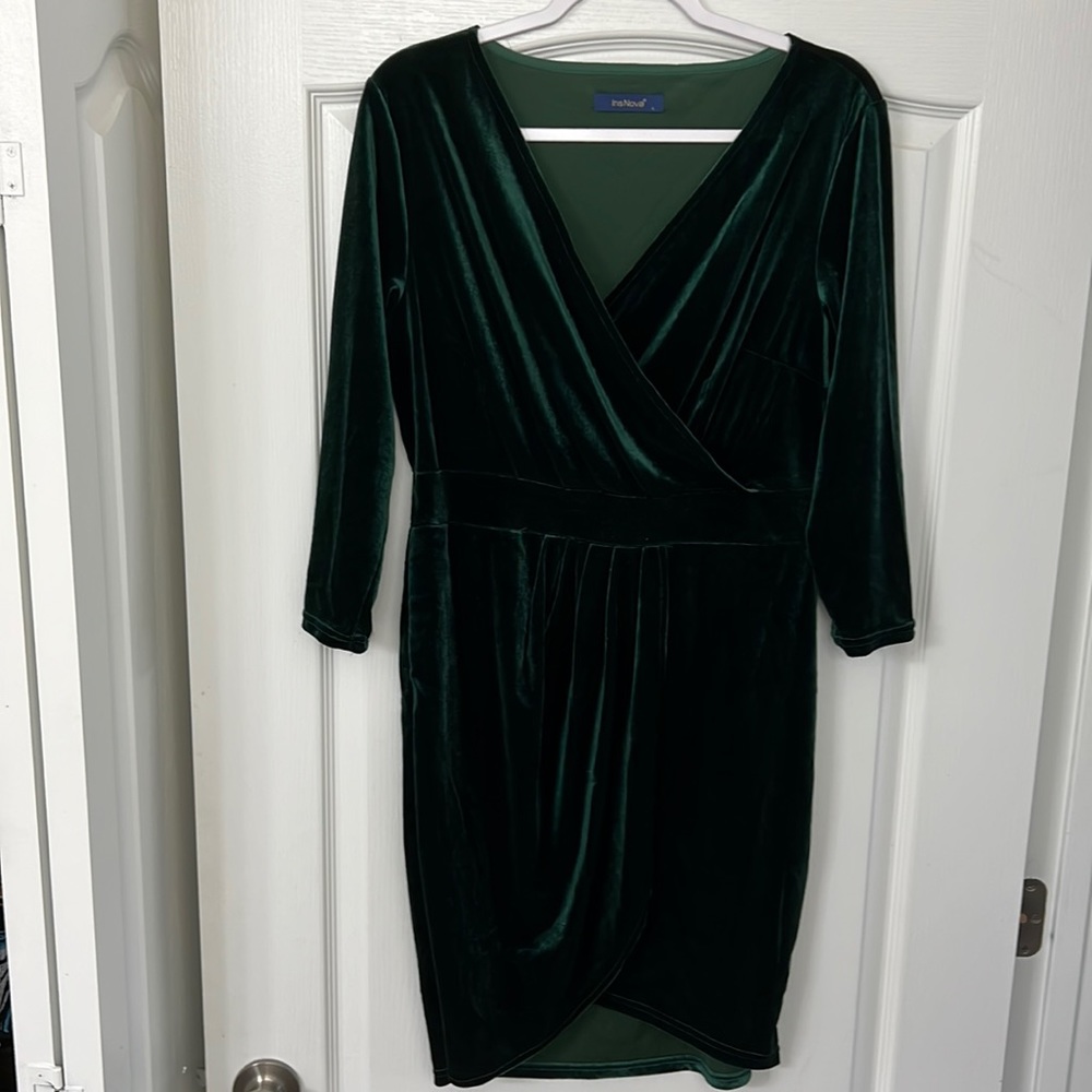 Green velvet dress